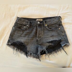 We the Free Black Distressed Denim Shorts